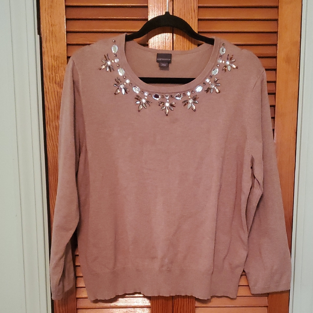 Covington Tan Embellished Sweatshirt